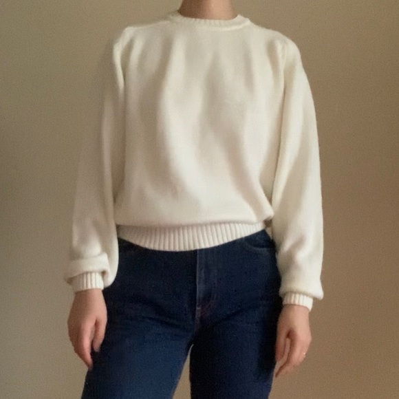 Lands’ End Petite Cream Cotton Sweater - Picture 10 of 10